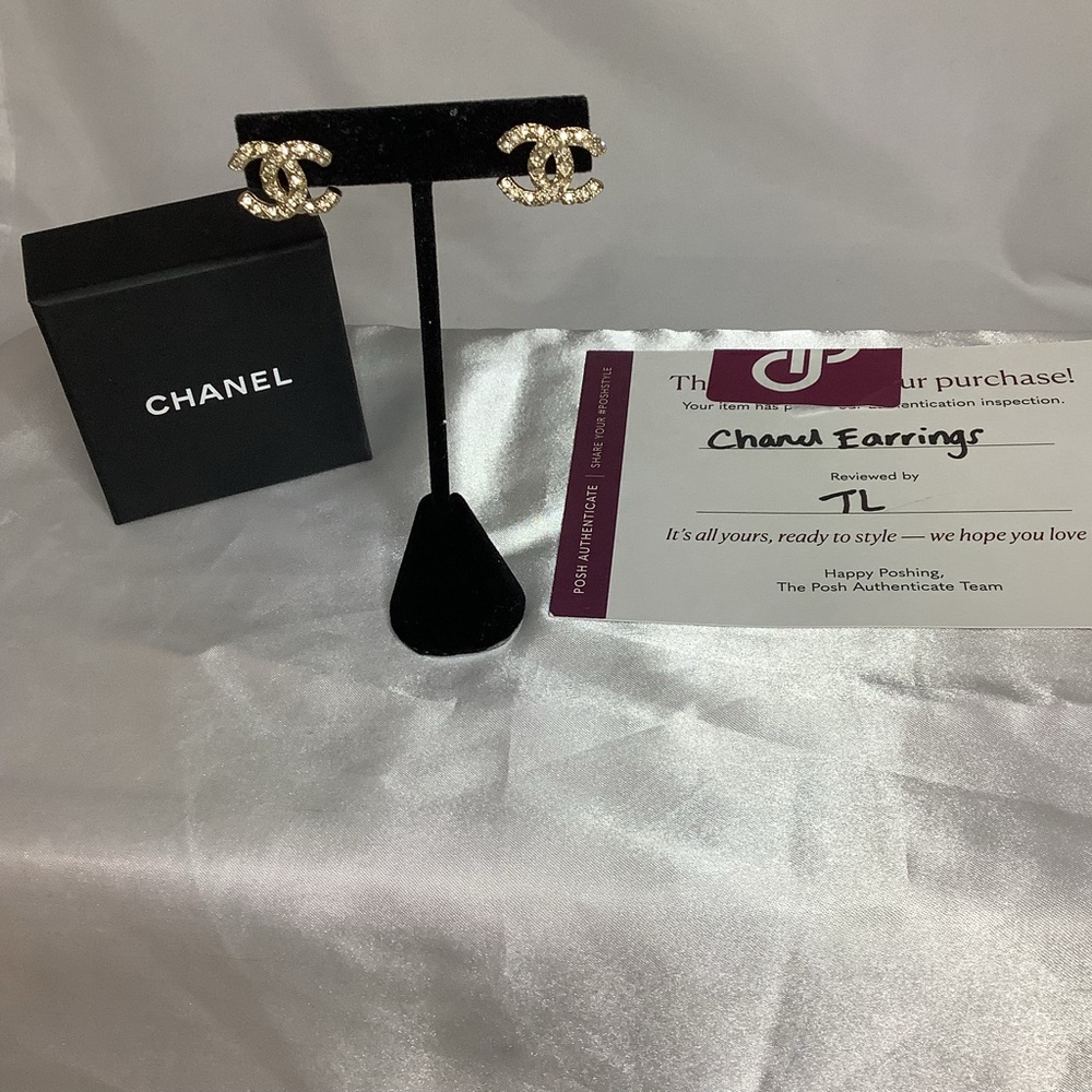 Chanel Gold CC Crystal Earrings